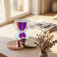 Vente en gros de cylindres en verre électro-plaqué arc-en-ciel iridescent, avec couvercle doré, vides, pour bougies aromatiques, décoration d'intérieur