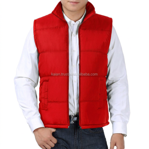 Chaleco Acolchado Azul para Hombre, Cuello Alto, Cierre de Cremallera, Chaqueta Cálida de Invierno, Ropa Casual para Exteriores, Relleno de Poliéster, Chaqueta Personalizada - Product Image 3