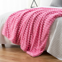 Plaid en fausse fourrure Sherpa à rayures roses, luxueux, confortable, doux pour la peau, réversible, thermique, lavable, personnalisable, pour la maison et la literie