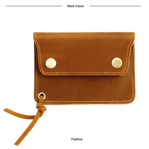 Portacarte in vera pelle portafoglio cavallo pazzo piccolo con cerniera per portamonete portafoglio da viaggio per uomini e donne - Product Image 5