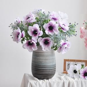 Fleurs d'anémone artificielles en soie de haute qualité en vrac, fleurs de pavot violettes et blanches pour mariage, remise de diplôme, nouvel an, décoration de la maison, FloDecor - Product Image 1
