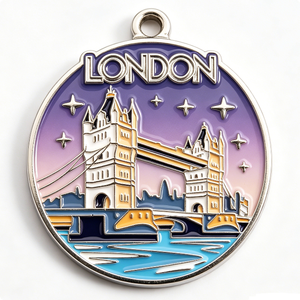 Medalla de Esmalte Duro del Puente de la Torre de Londres, Recuerdo Plateado Circular con Temática de Viajes, Artesanía de Aleación de Zinc - Product Image 5