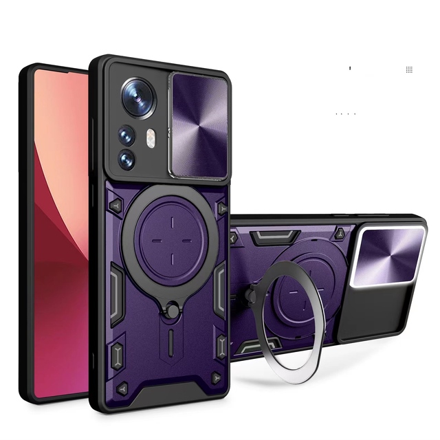 Infinix Hot 30i Protective Phone Case with Slide Camera Lens Cover Ring Kickstand Back Magnetic Function