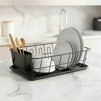 Égouttoir à vaisselle en métal noir DaS Kitchen avec porte-ustensiles
