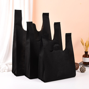 Venta al por mayor Ecológico Supermercado Camping Embalaje Reutilizable <span class=keywords><strong>Camiseta</strong></span> Tote Blanco No Tejido Chaleco Bolsa - Product Image 3