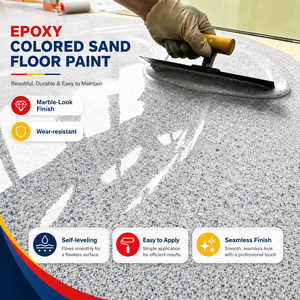 Peinture de sol auto-nivelante effet marbre en résine époxy avec sable coloré pour garage, usine, maison - Product Image 1
