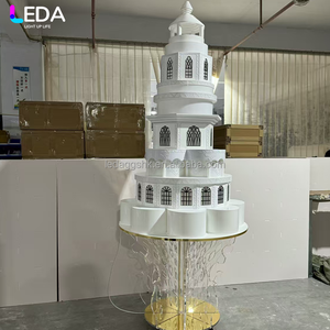 ฉากหลังตกแต่งงานเลี้ยงวันเกิดสไตล์โมเดิร์น LEDA เค้กสีขาวขนาดใหญ่ ประดับตกแต่งอะคริลิค LED สำหรับโต๊ะของหวาน เหมาะสำหรับงานแต่งงาน - Product Image 4