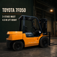 Gebrauchter TOYOTA 7FD50 Diesel-Gabelstapler 5 Tonnen Dreistufiger Mast 4,5M Aus Japan für Hochregal-Schwerlasthandling