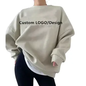 Oem شعار مخصص تيري الفرنسية البلوز الوزن الثقيل عارضة 3D الطباعة Crewneck البلوز النساء هوديس البلوز البلوز