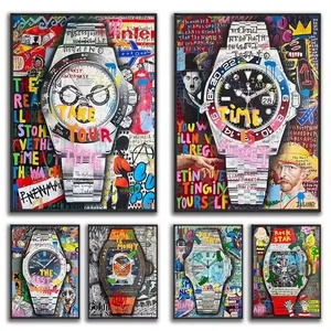 Décoration d'intérieur moderne : Tableau lumineux LED en porcelaine effet cristal diamant, Horloges tendance, <span class=keywords><strong>Art</strong></span> encadré imprimé pop style graffiti mural urbain - Product Image 4