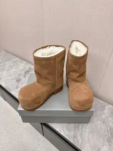 Botas de Nieve de Diseño 2026 para Mujer, de Piel de Vacuno y Ante, con Punta Grande, Suela Gruesa, Aumentan la Altura, Transpirables - Product Image 4