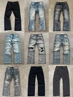 Jean en denim coupe droite taille haute pour homme, délavé, style streetwear, idéal pour l'hiver et l'automne, usage quotidien