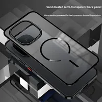 Coque de téléphone robuste compatible HD pour Vivo IQOO 15 avec cadre métallique dissipateur de chaleur, design creux à clipser, panneau arrière mat et anneau magnétique