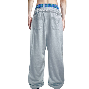 Pantalon de survêtement gris décontracté en coton mi-lourd pour homme, coupe ample, taille élastique, avec poches latérales, idéal pour le printemps - Vente en gros - Product Image 2