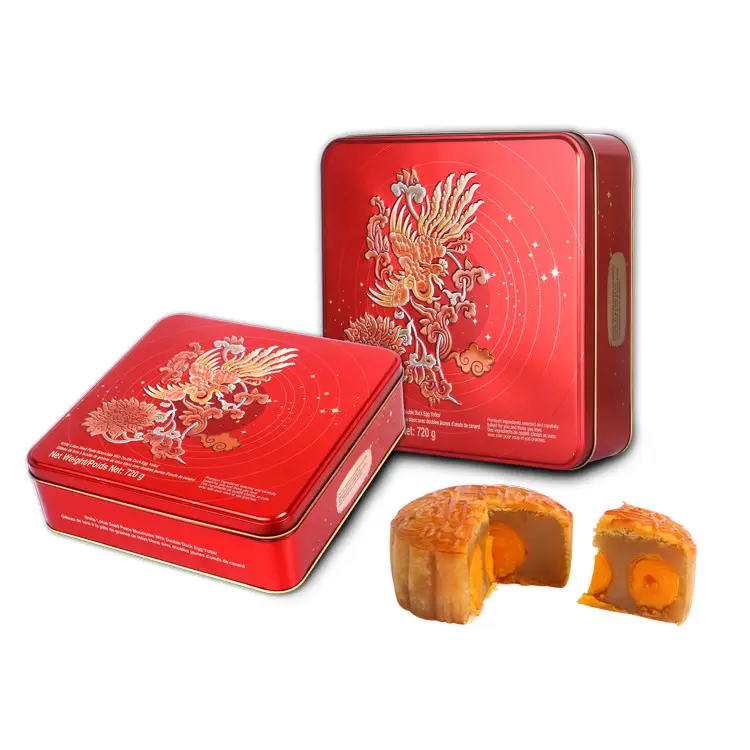 Dessert Zoete Verpakking Pack Tin Box Festival Promotie Prijs Maan Cake Mid-Herfst Gefermenteerde Biscuit Ei Mooncakes