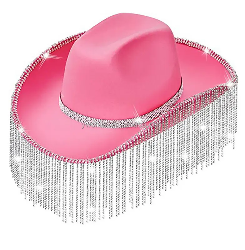12cm Rhinestone Cowgirl Hat Bling Diamond Fringe Cowboy Hat