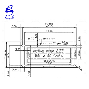 Écran d'affichage OLED à cristaux liquides de 2,23 pouces, module d'écran compact CH1116, taille 128x32, 9 broches avec bibliothèque de caractères - Product Image 3