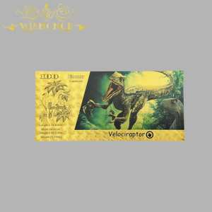 Nuevo Billete de Dinosaurio de Jurassic World con Lámina de Oro de 6 Tipos, Billete de Dinosaurio de $100 Chapado en Oro de 24K para Colección - Product Image 3