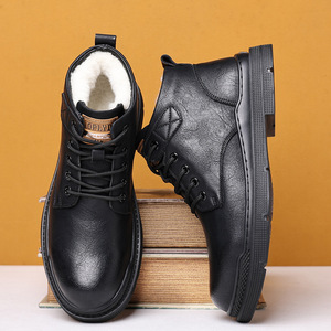 Botas Martin para hombre, otoño-invierno, forro polar negro, suela gruesa, zapatos de trabajo informales para exteriores, talla adulta 40-45 - Product Image 1