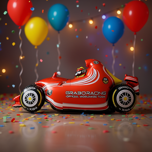 Globo Inflable Decorativo para Fiestas, Diseño de Auto de Carreras, 52X110cm - Product Image 2