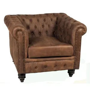 Красивая Классическая кожаная мебель chesterfield, рука прокрутки, стеганная кнопка, диван для гостиной