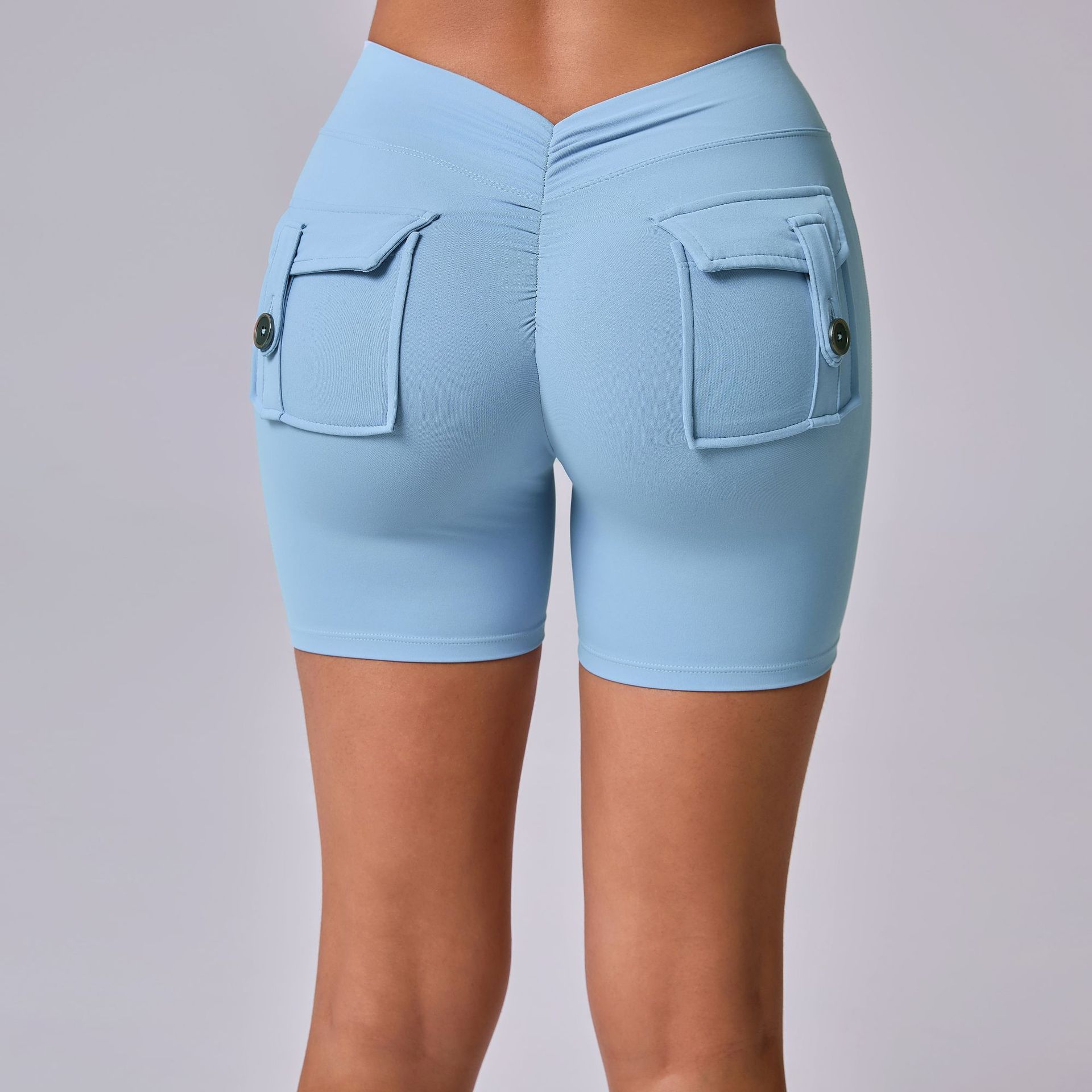 Pantalones Cortos De Cintura Alta Para Mujer - Elásticos, Con Bolsillos, Estilo Casual | Tallas S-XXL, Poliéster