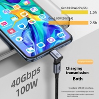 Adaptateur magnétique USB C 90 degrés 40Gbps Type-C PD 100W Adaptateur de charge rapide Connecteur Type C Convertisseur mâle à femelle