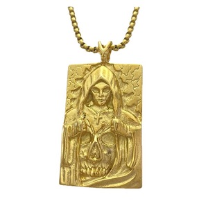 Yunnique – pendentif tête de mort en acier inoxydable, couleur or, design géométrique, collier à la mode pour hommes, Style Punk rétro - Product Image 5