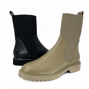 Ultimo Disegno Della Caviglia Tratto Calzino Materiale Elastico Inverno Tacco Piatto <span class=keywords><strong>Stivali</strong></span> Alla Caviglia Donne <span class=keywords><strong>Stivali</strong></span> - Product Image 1