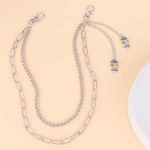 Cadena de cintura metálica con calavera estilo punk para mujer, de aleación de zinc, doble capa, estilo urbano, cadena decorativa de moda para uso diario. - Product Image 3