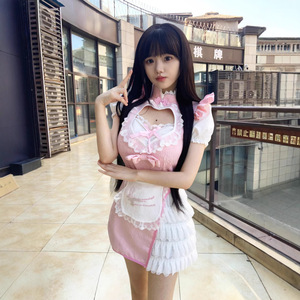 New Chinese Style Maid Cheongsam Dress Pink Spring 2025 Cosplay Costume For Anime Role Play Games Drama Yangko - Product Image 1