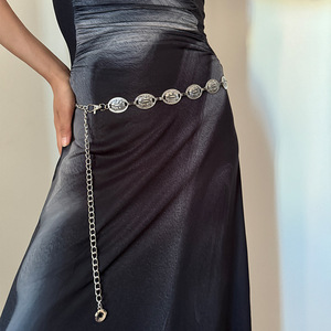 Cinture Etniche Vintage Bohémien in Metallo per Donne, Catene per Pantaloni Argentate, Decorazione Versatile per Gonne, Catena da Vita Retrò - Product Image 3