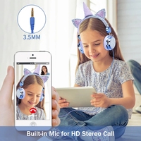 Headset berkabel dengan mikrofon, Earphone Stereo musik untuk anak perempuan, Headphone komputer ponsel pintar, hadiah anak-anak