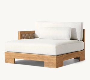 <span class=keywords><strong>UBUD</strong></span> Canapé en forme de L pour salon au design moderne, avec matériaux variés, chaise longue en osier naturel et cadre en teck, canapé modulaire avec coussin - Product Image 3