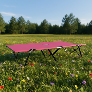 Tumbona Plegable de Acero Rosa para Exteriores, Muebles de Camping para Dos Personas, Rectangular, Plegable, para Todas las Estaciones - Product Image 2