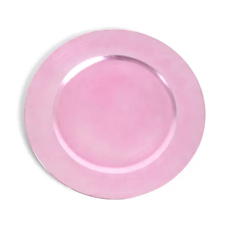 Placa cargador Ohere Luxury de 13 pulgadas de color rosa claro, placas transparentes debajo de la placa de vidrio para bodas y alquiler