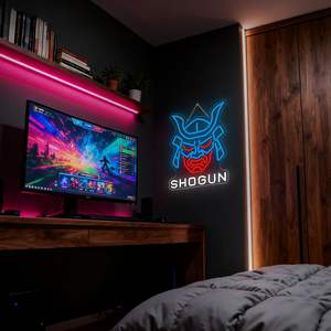 Masque Hannya japonais, enseigne au néon LED, décoration murale pour salle de jeux pour <span class=keywords><strong>les</strong></span> garçons gamers, cadeau de Noël idéal - Product Image 5