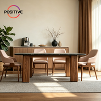 Table à manger rectangulaire moderne en marbre, base en bois massif, mobilier nordique pour hôtel et maison, OEM, vente en gros B2B, sur mesure