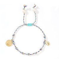 Mode Jésus Cuivre Rond Bracelet Péruvien Noeud Torsadé À La Main Coton Corde Bracelet Grand Trou Trésor Main Bijoux
