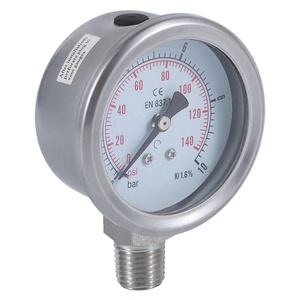 Manômetro de Tubo <span class=keywords><strong>Bourdon</strong></span> de Aço Inoxidável de Alta Qualidade de 2,5 Polegadas Modelo YN60 Medição de 10 Bar Garantia de 3 Anos - Product Image 2