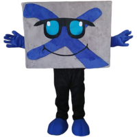 Costume de mascotte adulte en peluche rectangulaire gris personnalisé pour spectacle scolaire