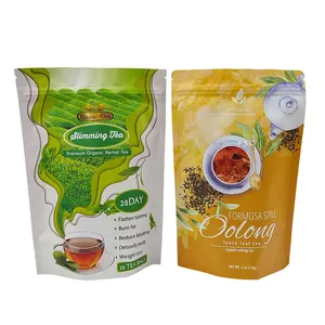 Customised Printed Resealable Ziplock Stand Up Pouch Healing Tea Matcha Green Tea Organic Herbal Tea Food Packaging Mylar Bag