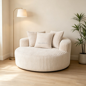 Poltrona Rotonda in Velluto a Coste Sottovuoto, Stile Crema, per Camera da Letto e <span class=keywords><strong>Soggiorno</strong></span> - Vendita Calda di Fabbrica, Commercio all'Ingrosso - Product Image 4