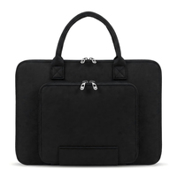 Housse d'ordinateur portable en feutre légère avec logo personnalisé, plusieurs poches, sac de transport pour ordinateur portable et sacoche pour homme avec poignée