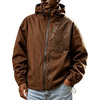 Blouson bomber à capuche pour homme SOLU, imprimé léopard, coupe-vent, manteau décontracté d'hiver, 100% polyester, coupe ample, sports de plein air