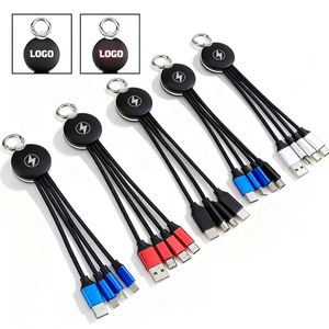 3-in-1 Multi-Function Fast <b>Charging</b> Keychain USB Charger <b>Cable</b> with Custom LED Luminous Logo Wholesale Custom Promotional Gifts - Product Image 6