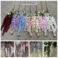 Bunga Wisteria Sutra Putih Buatan, Untaian Panjang untuk Dekorasi Pernikahan, Pesta, Latar Belakang, dan Rumah