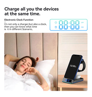 Chargeur sans fil multifonction 6-en-1 personnalisé avec horloge pour téléphone portable, montre connectée, support de charge magnétique Qi2 et indicateur LED