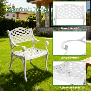 Ensemble de salle à manger de patio 7 pièces, table de patio de 48,23 pouces avec trou pour parasol de 2,36 pouces, ensemble de salle à manger en aluminium moulé pour l'extérieur avec 6 chaises - Product Image 5