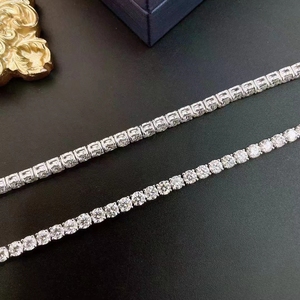 Collier tennis en or véritable 14 carats avec diamants Moissanite de 4 mm, design chaîne en or pour filles, bracelet tennis - Product Image 2